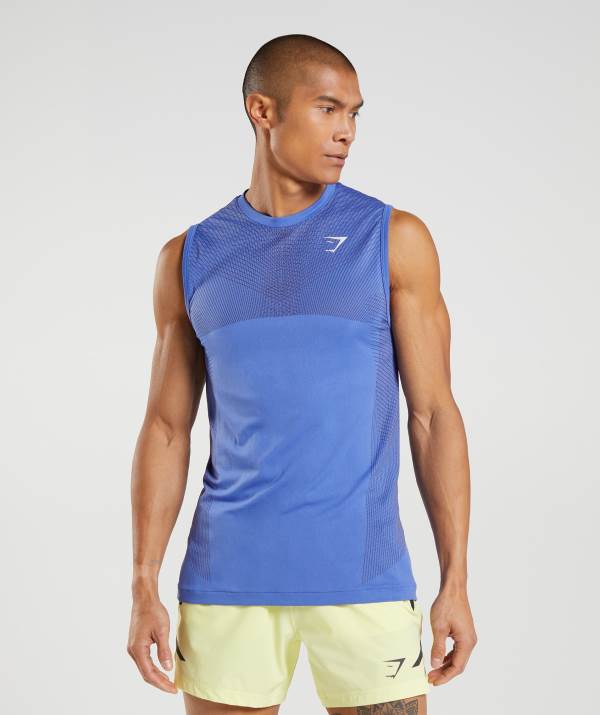 Panske Tielko Gymshark Apex Seamless Modre Čierne / Siva | VA5891637